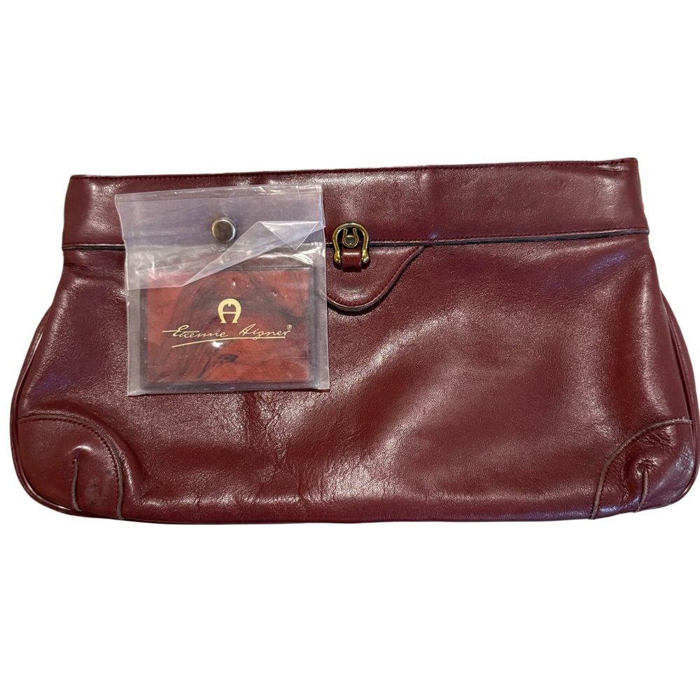 Etienne Aigner Burgundy Leather Clutch